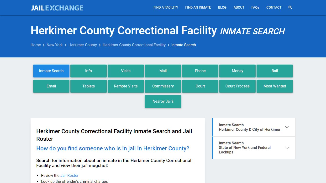 Herkimer County Correctional Facility Inmate Search - Jail Exchange